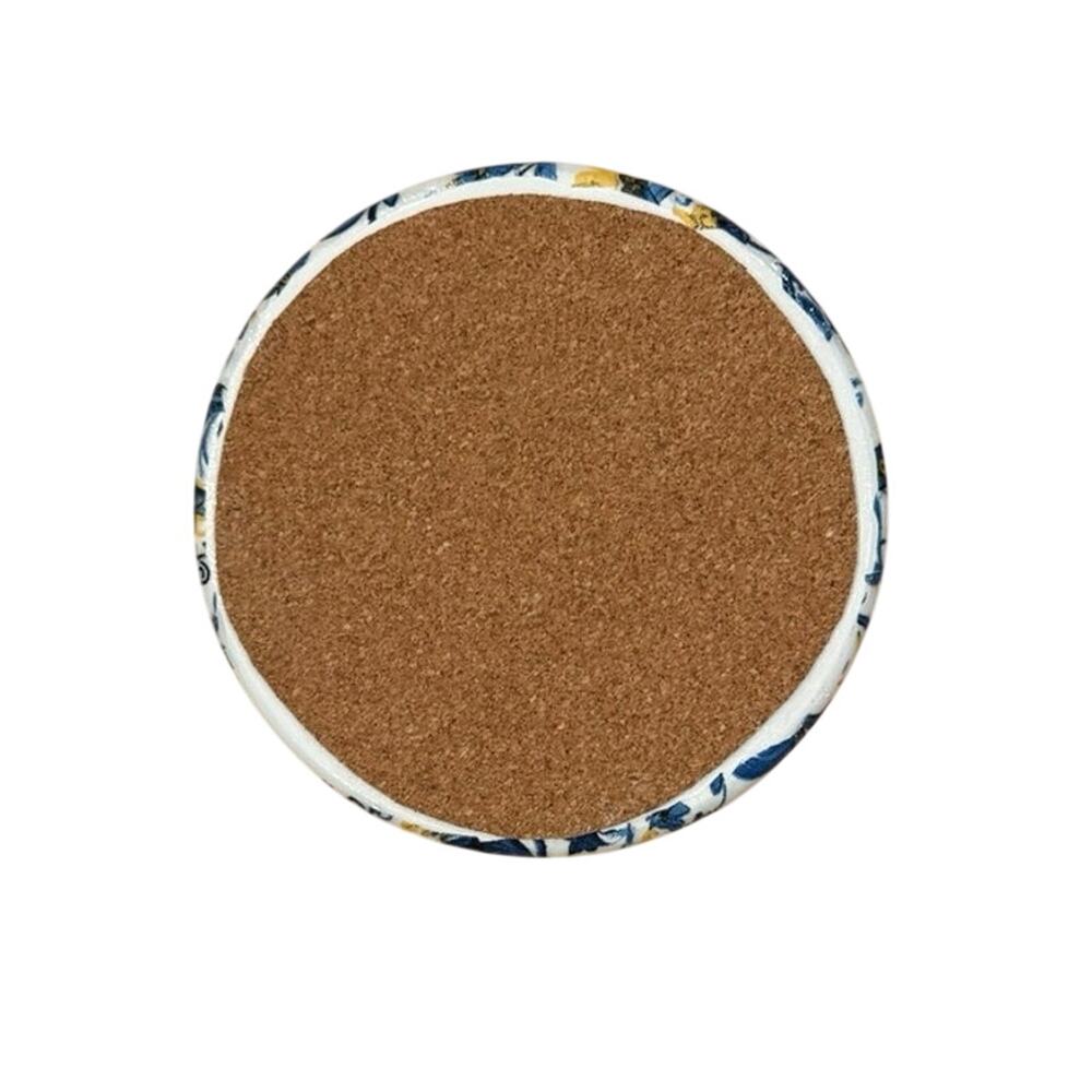 Mediterranean Coasters | Floral Round Wood Coaster Set of 4 | Italian Coasters - Picture 4 of 4